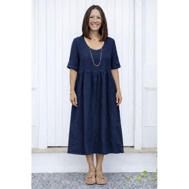 Linane kleit Agnes sõekarva sinine 1.png