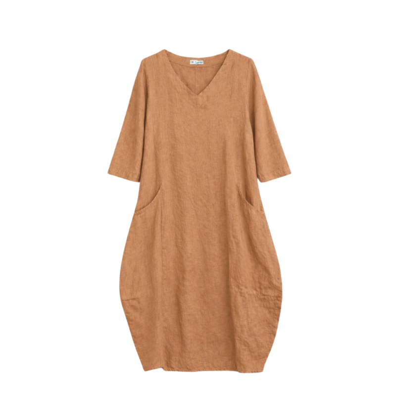 Linane kleit Claire camel 1.png