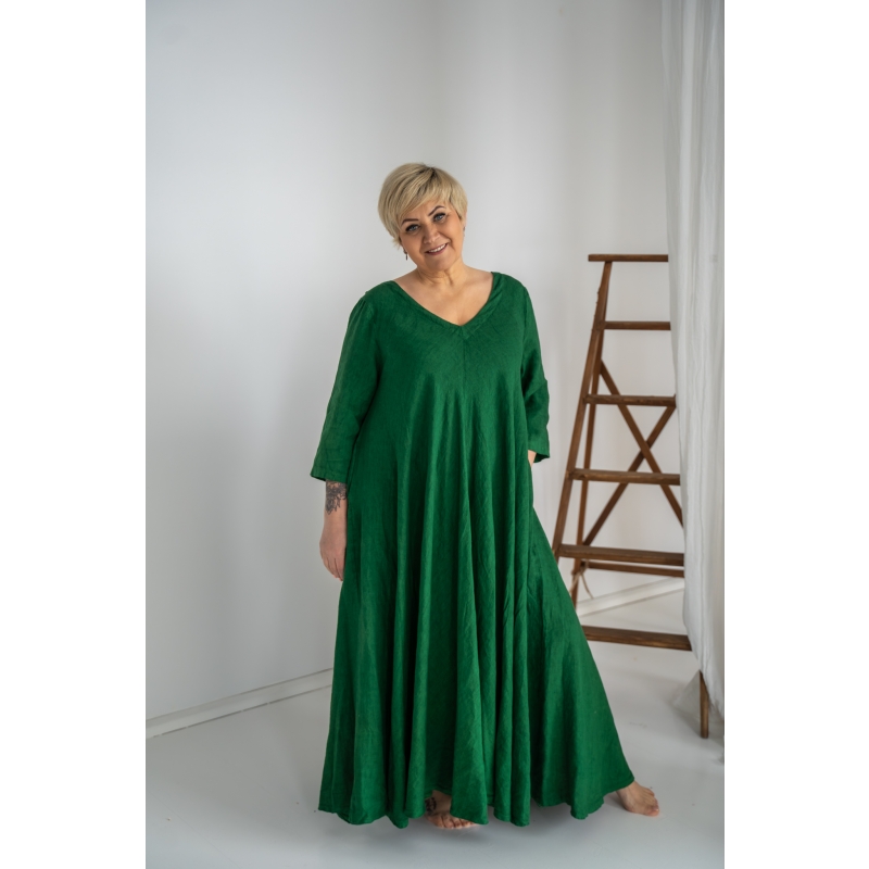 Linane kleit DELIla looduslik roheline 3.jpg