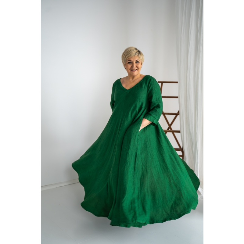 Linane kleit DELIla looduslik roheline 5.jpg