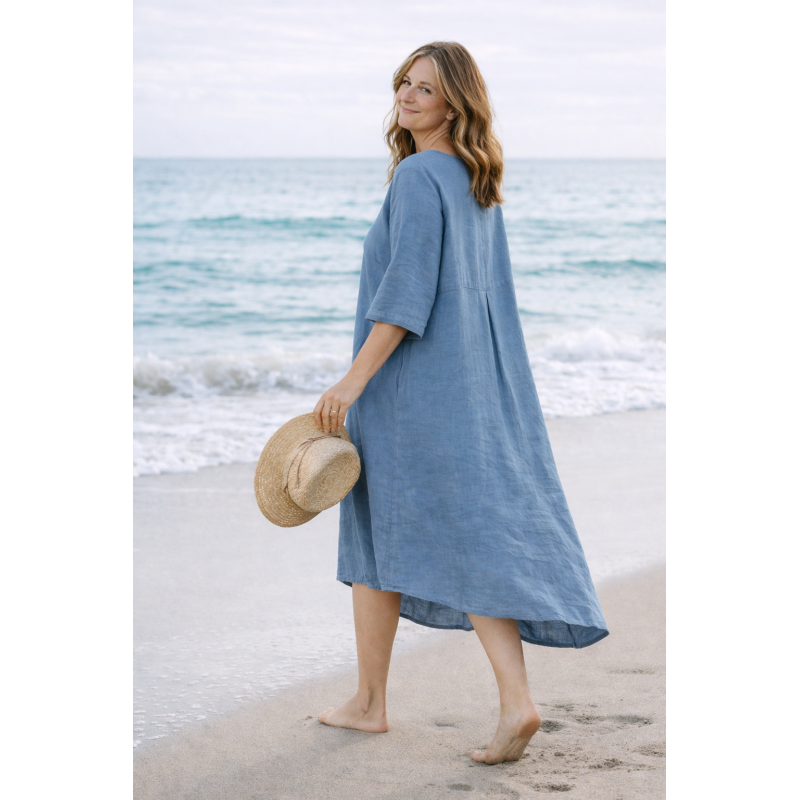 Linane kleit Kamille hele sügavsinine 3.png