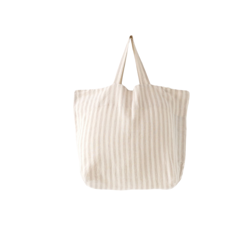 Linane kott Natural White Stripes.png