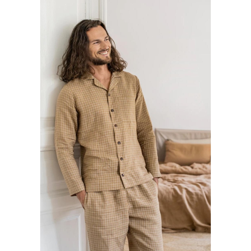 LINANE MEESTE PIDZAAMA MONTEREY BROWN WINDOWPANE I MAGIC LINEN 2.jpg