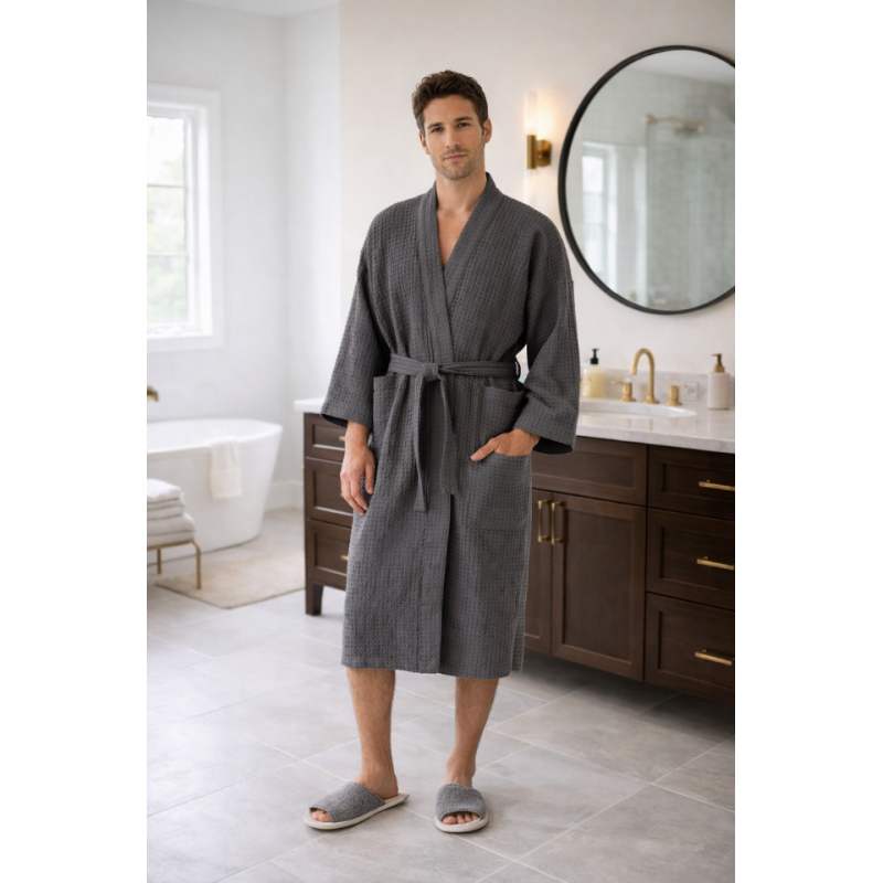 Meeste linane vahvelkoega hommikumantel dark grey 1.png