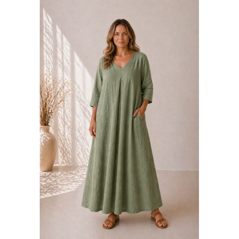 naiste linane kleit misty oliiviroheline.jpg