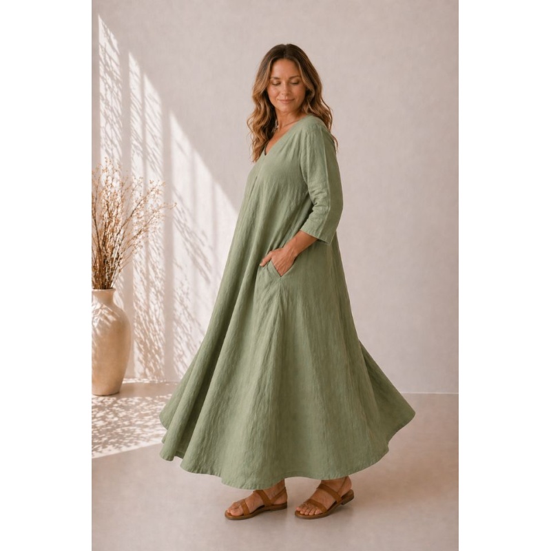 naiste linased kleidid misty oliiviroheline.jpg