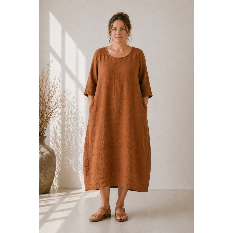 naiste linased kleidid annarose camel.jpg