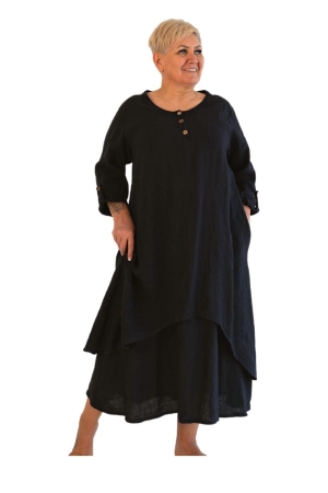 LINEN DRESS WITH UNDERWEAR ROOSI, dark blue