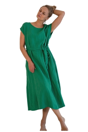 LINEN DRESS ANNABEL, evergreen green