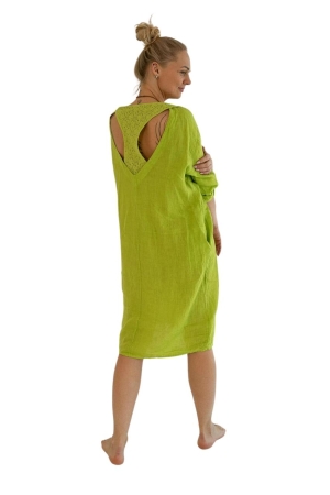 LINEN DRESS JOLANDA,lime green