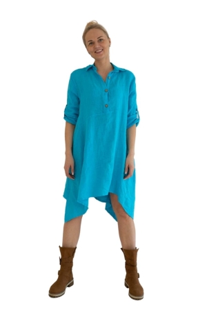 LINEN DRESS_TUNIC SANNE, clear sky blue