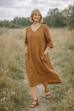 Linane kleit Claire camel
