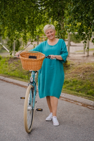 LINEN DRESS TUNIC FREIA,  lagoon