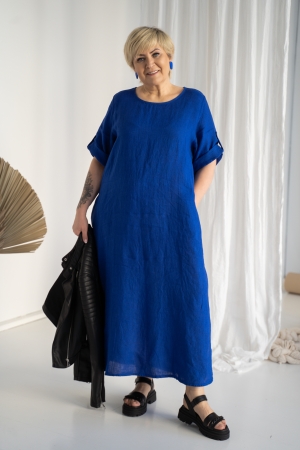 LINEN DRESS ADEELE royal blue