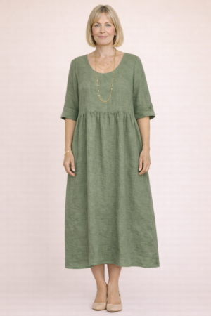 Linen dress Agnes olive green