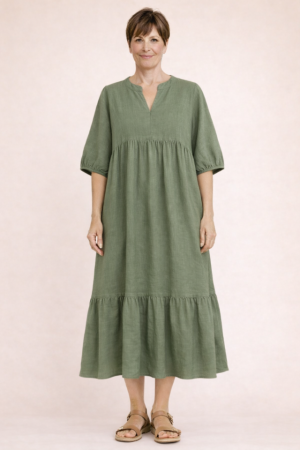 Linen dress Nadine khaki
