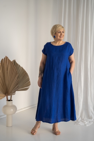 LINEN DRESS ANNABEL royal blue