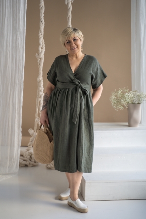 Linen dress Keiti KHAKI