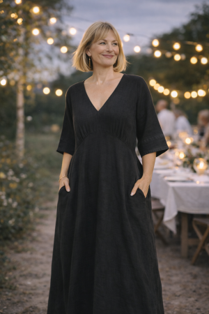 Linen dress Pauline dark grey