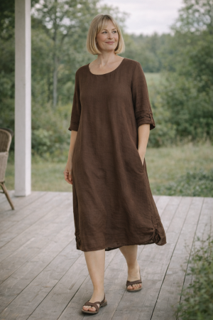 Linane kleit Sophia šokolaadipruun