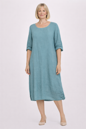 Linen dress Sophia in bluish green