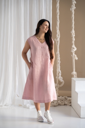 Linen dress Suvi pink