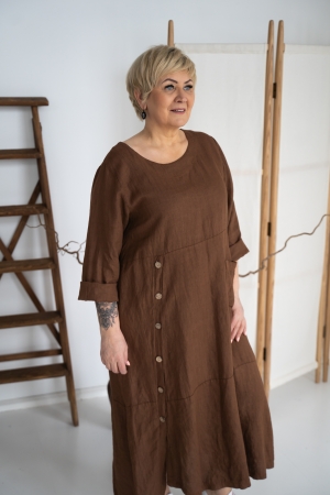 linen dress deana walnut brown