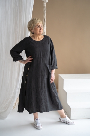 Linen dress deana charcoal gray