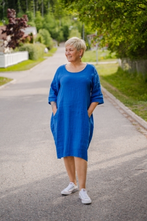 LINEN DRESS TUNIC FREIA blue