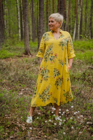 LINEN DRESS GABRIELE,  yellow