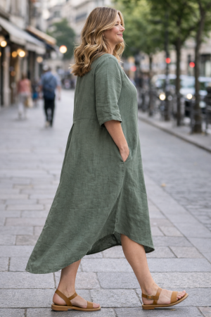 Linane kleit Kamille salveiroheline