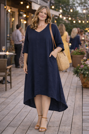 Linen dress Therese light natural linen