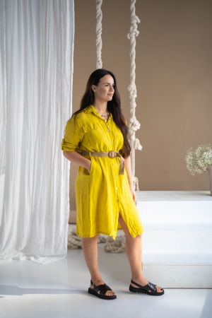 Linen dress Liis yellow