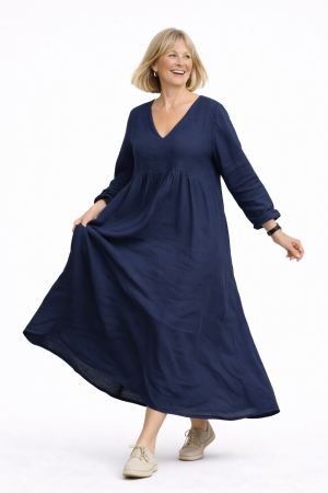 Linen dress Agnes navy blue
