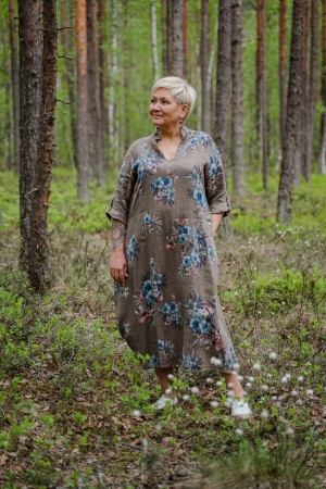 LINEN DRESS GABRIELE,  cappuccino