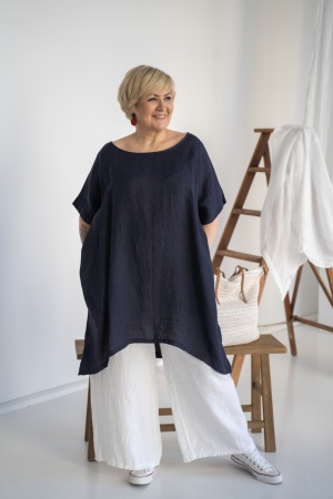 LINEN DRESS TUNIC KERLI dark blue