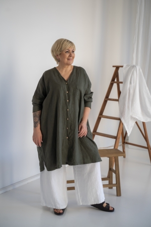 Linen dress Elle khaki