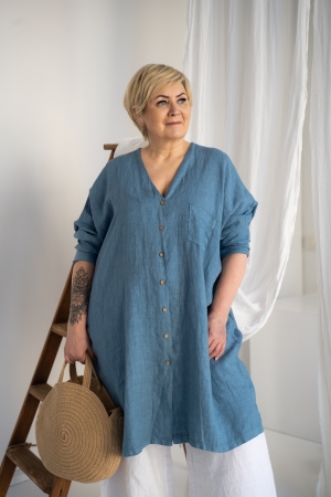 Linen dress Elle light blue