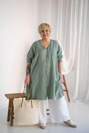 Linen dress Elle watergreen