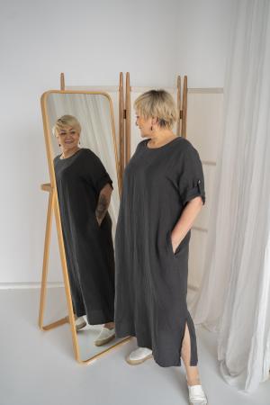 LINEN DRESS ADEELE dark grey
