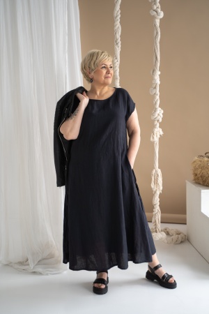 LINEN DRESS ANNABEL, dark blue