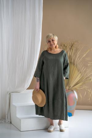 ANNAROSE LINEN DRESS khaki