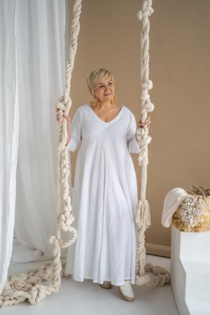 LINEN LONG DRESS DELIla white