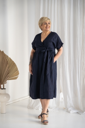 Linen dress Keiti dark blue