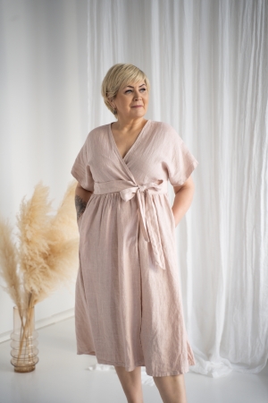 Linen dress Keiti ash pink