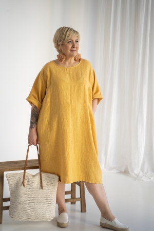 Linen dress Saara mustard