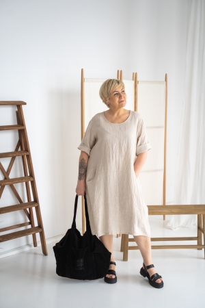 LINEN DRESS_TUNIC FREIA, pale gray