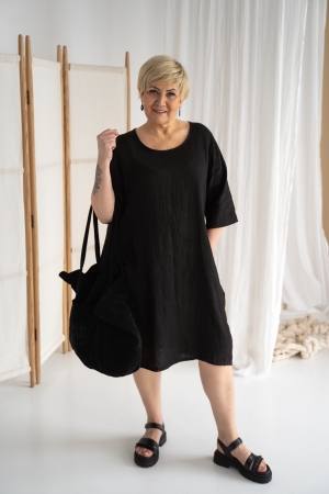 LINEN DRESS TUNIC FREIA,  black color