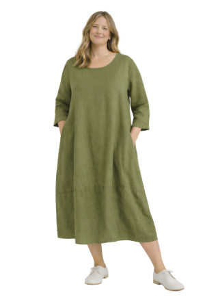 Linane kleit Annarose oliiviroheline