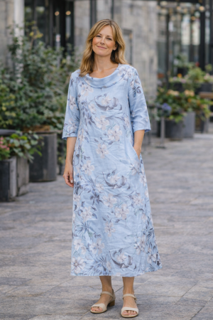 Linen dress Flora light blue
